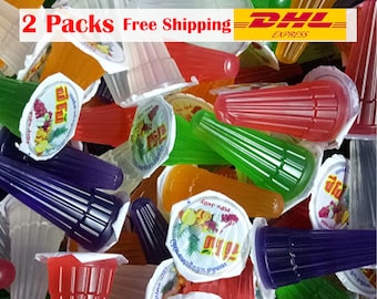 2 PACK PIPO : Jelly Sweet Fruits Dessert Apple Orange Grape Lychee 50 cups EXPRESS