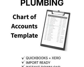 Plumbing Chart of Accounts Template | Plumber COA | QuickBooks & Xero Import | Job Costing Setup