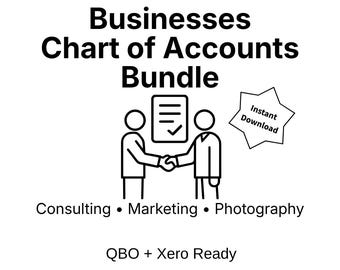 Service Business Chart of Accounts Bundle (Consulting, Marketing Agency, Photography) | QBO & Xero Import Templates