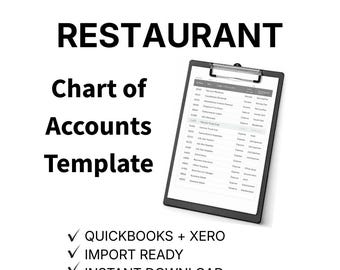 Restaurant Chart of Accounts Template | Food Service COA | QuickBooks & Xero Import | Restaurant Bookkeeping Setup