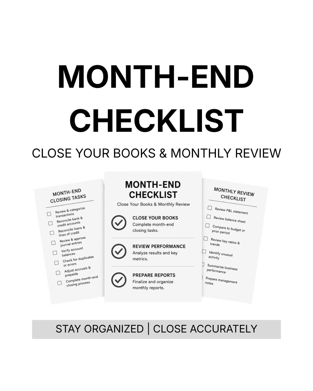 Month-end Bookkeeping Checklist | Close Your Books & Monthly Review ...