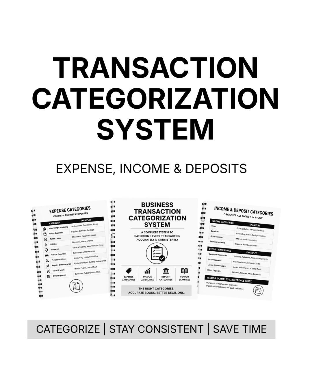 Business Transaction Categorization System | Expense, Income & Deposit ...