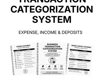 Business Transaction Categorization System | Expense, Income & Deposit Categories | Vendor Examples and Reference Index
