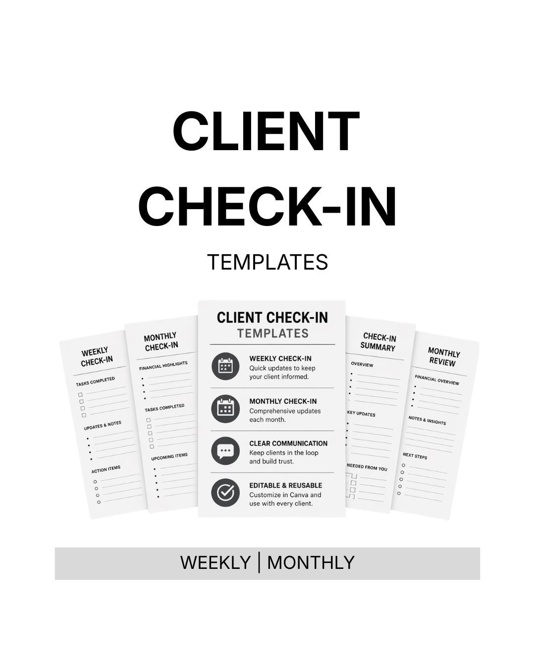 Client Check-in Templates | Weekly & Monthly Updates (editable Canva ...