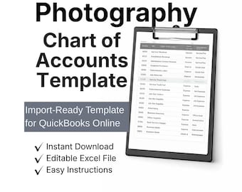 Photography Chart of Accounts Template | QBO & Xero
