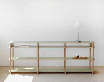 Regał w stylu Mid-Century Modern | Regał na książki z białego dębu, szafka pod telewizor
