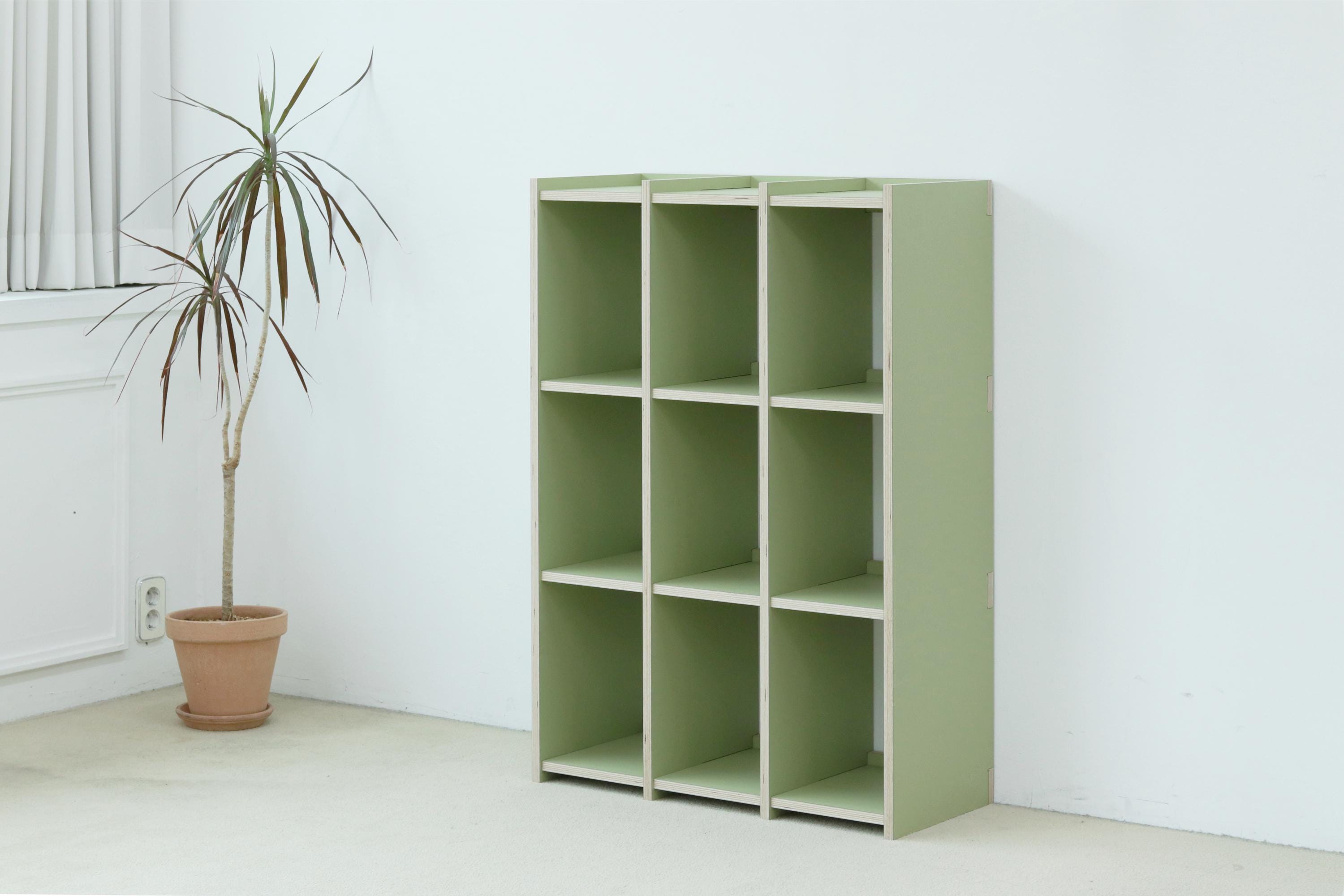 Nook Bookcase [Grid 9] Modular Wooden Bookshelf, Plywood Bookcase, Minimalist Storage Unit, Side Table for Couch