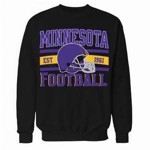 Retro Minnesota Vikings Football Sweatshirt: Purple & Gold Helmet Design