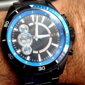 Argenti Chronograph Men’s Watch Black Blue Case Luxury Timepiece Gift for Men Stylish Chrono Design Elegant Men’s Watch Collection Premium
