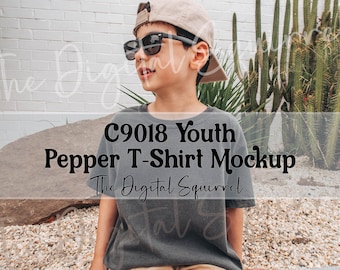 Youth Comfort Colors 9018 Pepper T-Shirt Mockup | Boy C9018 TShirt Mockup | Kids Summer Outdoor Mockup | JPEG File
