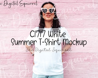 Comfort Colors C1717 Weiß T-Shirt Mockup | Damen Frühling / Sommer Lifestyle Modell Mockup | Valentinstag Mockup | JPEG Bild