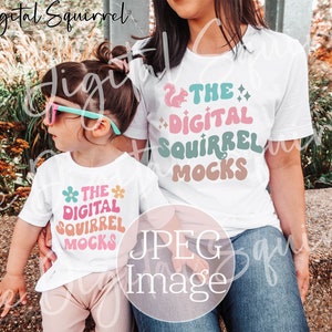 Mother Daughter Mockup | Bella Canvas White 3001 and 3001t T-Shirt Mock Up | Mommy Daughter Mother's Day Shirt Mockup | JPEG File