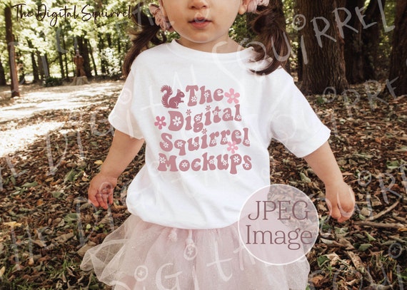 Kids Bella Canvas 3001T White T-Shirt Mockup | Toddler Mockup | Toddler Girl TShirt Mockup | Fall Autumn Outdoor Mockup | JPEG File
