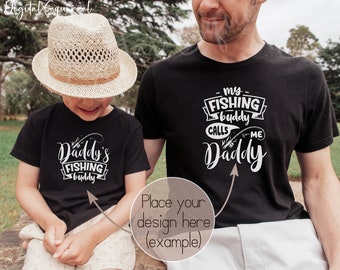Father Son Mockup | Father's Day Mockup | Family T-Shirt Mockup | Father Son Black Tshirt Mockup | Bella Canvas 3001 & 3001t Black Mockup