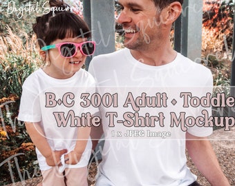 Father Daughter Mockup | Fathers Day Mockup | Bella Canvas White 3001 & 3001t Mockup | Daddy and Daughter T-Shirt Mockup | JPEG File