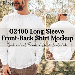 Herren Langarmshirt Mockup | Gildan 2400 Weiß MockUp Vorderseite & Rückseite | Outdoor Modell Mockup | JPEG Bild