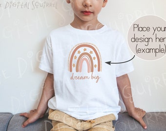Kids Bella Canvas 3001T White T-Shirt Mockup | Toddler Boy White TShirt Mockup | Child 3001T Model Mockup | JPEG File
