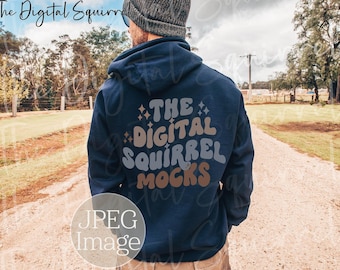 Gildan 18500 Navy Hoodie Mockup | Back View | Outdoor Mock Up Photo of a Man wearing a G18500 Hooded Sweatshirt | JPEG Image