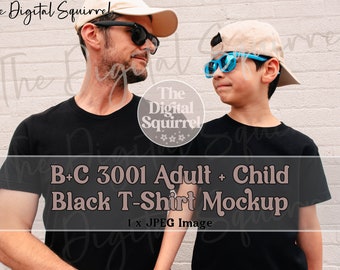 Father Son Mockup | Father's Day Mockup | Bella Canvas Black T-Shirt Mockup | Kids 3001T & Men's 3001 Daddy Son Matching Mockup