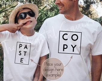 Maqueta de padre e hijo / Maqueta del Día del Padre / Maqueta de camiseta familiar / Maqueta de camiseta blanca para padre e hijo para exteriores / Maqueta de camiseta blanca a juego