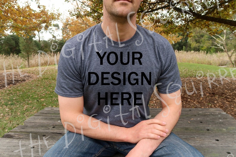 Download Gildan 64000 T-Shirt Mockup Dark Heather Grey Men's | Etsy