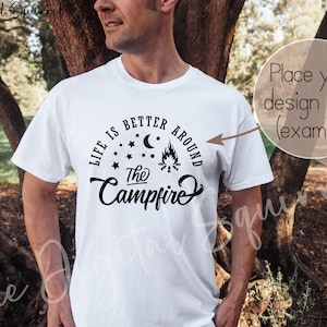 Gildan 5000 White T-Shirt Model Mockup | Men&#39;s White Tshirt Mockup | Outdoor Mockup | JPEG Image