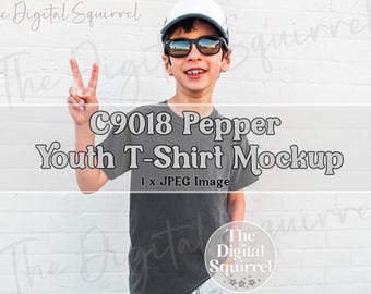 Youth Comfort Colors 9018 Pepper T-Shirt Mockup | Boy C9018 Shirt Mock Up | Kids Trendy Summer Mockup | JPEG File