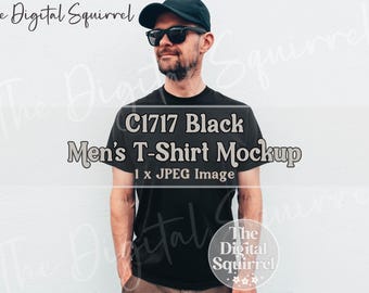Comfort Colors C1717 Black T-Shirt Mockup | Men's Black Tshirt Mockup | Male Model Shirt Mockup | Outdoor Mockup | JPEG Image