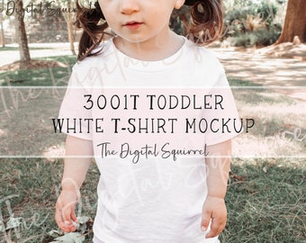 Kids Bella Canvas 3001T White T-Shirt Mockup | Toddler Girl White TShirt Mockup | Outdoor Model Mockup | JPEG File