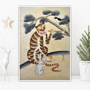 corea arte tigre pintura aguapintado estilo tradicional estilo popular gato animal