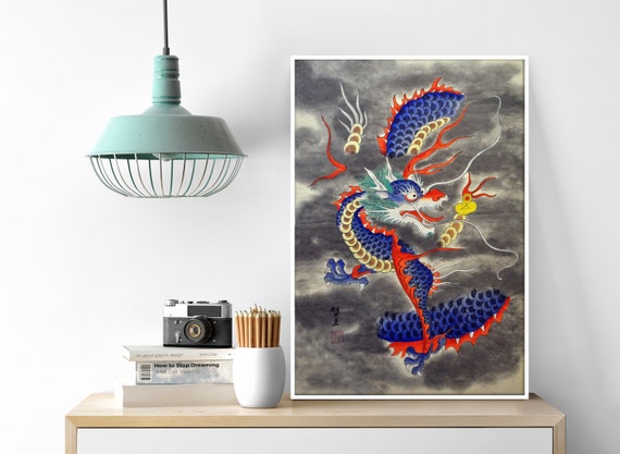 Blue Dragon Korean Folk Art Water Painting (12.2x17.2 Inch) - Etsy