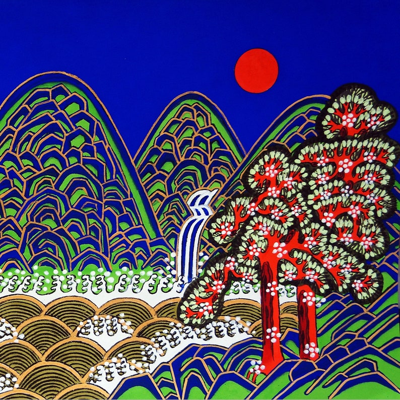 Korea Art Wall Paintings Landscape Folk Style Water Paintings