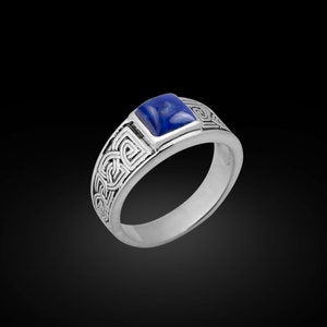 925 Lapis Couple Celtic  Ring, Celtic Knot Ring, Viking Nordic Ring, Celtic Silver Men Ring, Celtic Ring, Silver Lapis Ring, Gift for lover