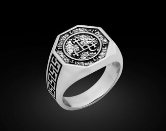 Sigil of Lilith Ring, Lilith Ring, Goetia Ring, Lesser Key of Solomon, Solomon Ring, Lilith Sigil Ring, Greek Key Ring, Silver Sterling Ring