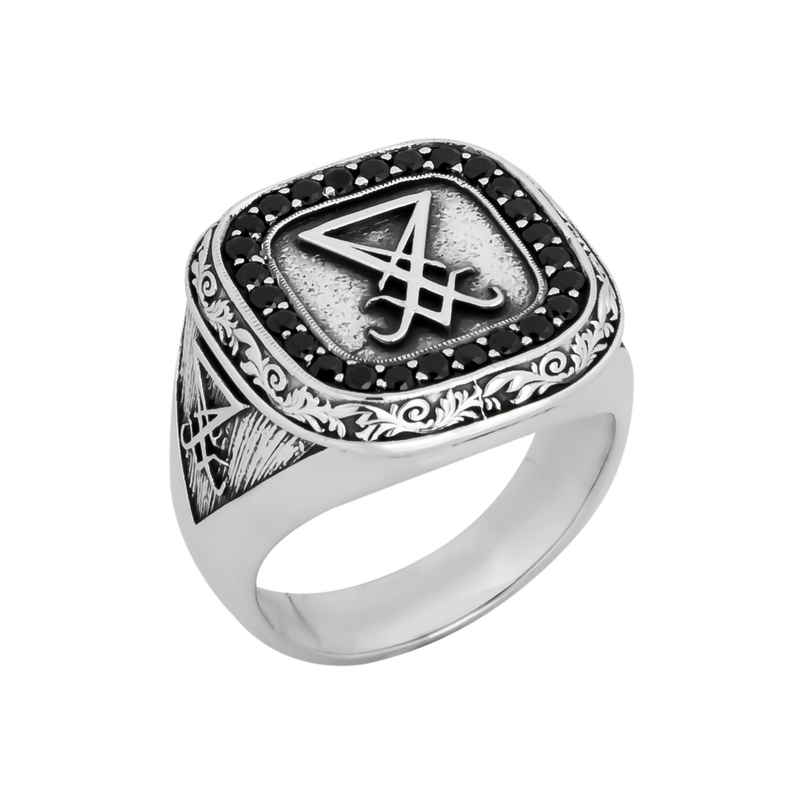 Sterling Silver Sigil of Lucifer Ring With Onyx - Etsy