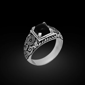 925 Onyx Hecate Wheel Ring, Hecate's wheel, Wheel of hecate, Hekate, Greek Mythology, Onyx Ring,Hecate Ring, Symbol Jewelry, Magic Ring