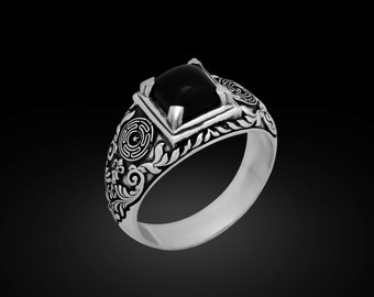 925 Onyx Hecate Wheel Ring, Hecate's wheel, Wheel of hecate, Hekate, Greek Mythology, Onyx Ring,Hecate Ring, Symbol Jewelry, Magic Ring