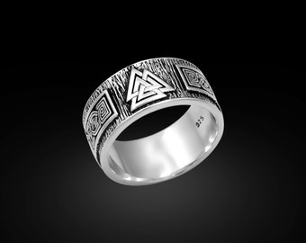 Anel Valknut de Prata de Lei: Anel com Sinete Viking, Talismã Nórdico