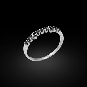 Sterling Silver Skull Band Ring: Minimalist Thin Ring