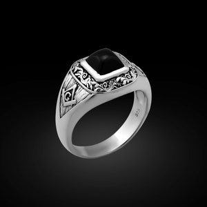 Onyx Masonic Vintage ring, Freemason ring, Mason ring, Vintage ring, Signet Masonic, Men Mason ring, Mason rings, Men ring, Signet Ring