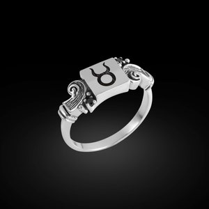 Sterling Silver Taurus Ring: Zodiac Astrology Sign