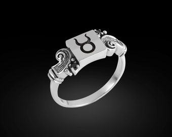 Sterling Silver Taurus Ring: Zodiac Astrology Sign