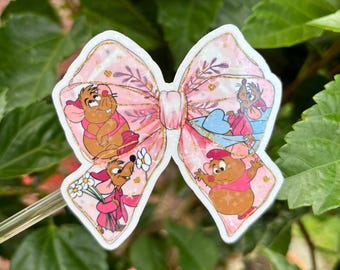 Gus Gus and Jac Sticker, Disney Coquette Bow, Disney Princess