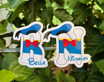Donald Inspired Personalized Letter and Name Sticker, Character Decal, Disney Inspired