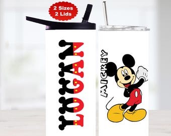 Personalized Kids Water Bottle, Mickey Mouse Inspired Tumbler, Disney Mouse