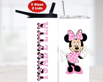 Personalized Kids Tumbler: Minnie Mouse Inspired Water Bottle, School Tumbler