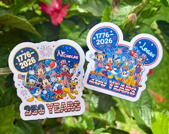 Personalized Mickey Sticker, Disney Retro USA, Disney America Anniversary, 4th of July