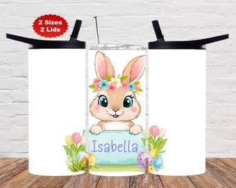 Personalized Easter Tumbler, Kids Bunny Cup, Easter Basket Filler