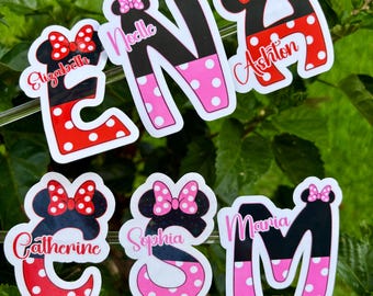 Personalized Minnie Mouse Name Sticker, Disney Name Decal, Disney Monogram