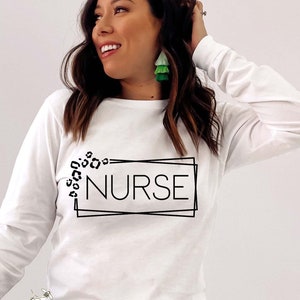 Nurse Shirt, Nurse Gift, RN Long Sleeve Nurse T-shirt, Gift for Nurses, Leopard Nurse Shirt, Nurse School Graduation Gift, Nurse Life